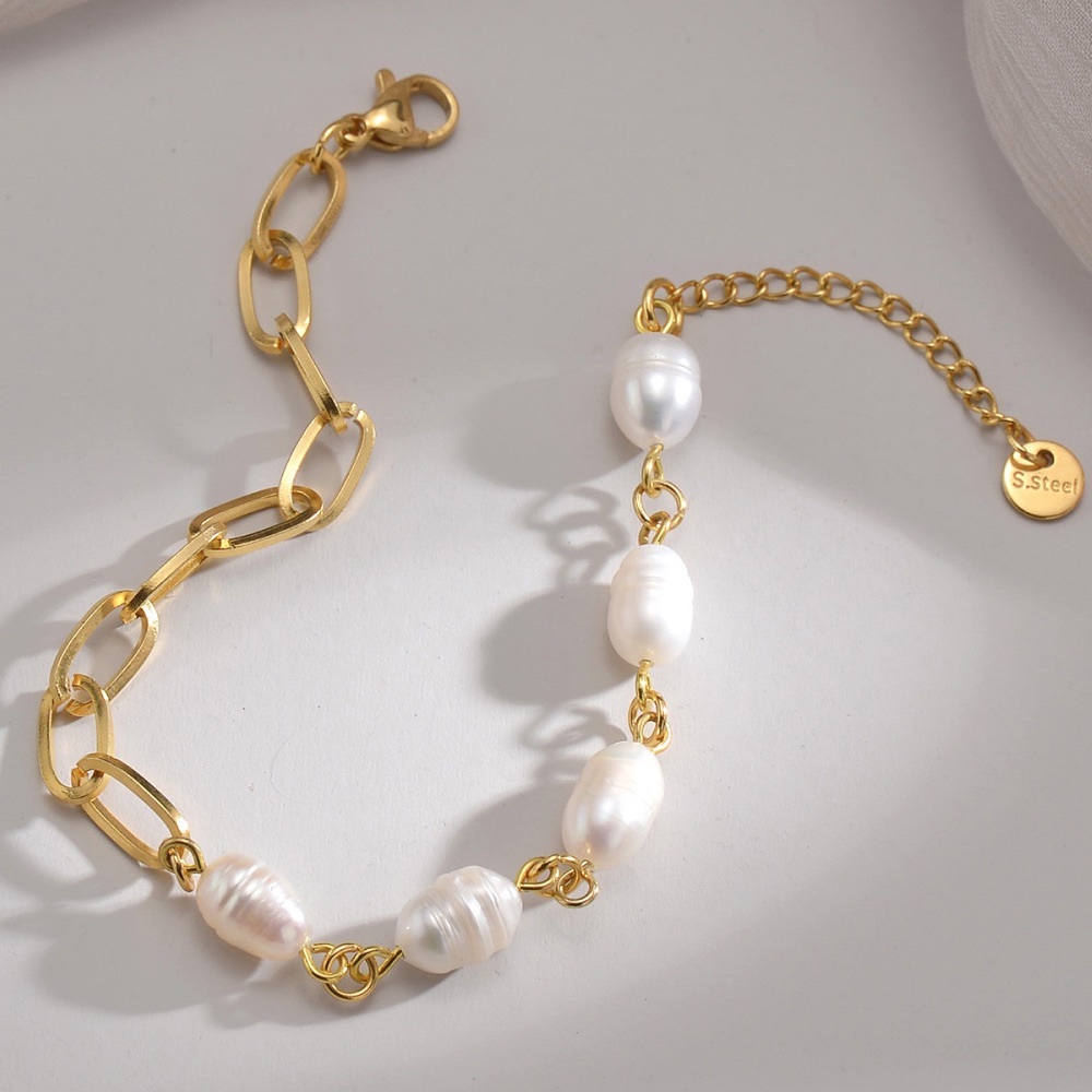 Half Pearl Stainless Bracelet